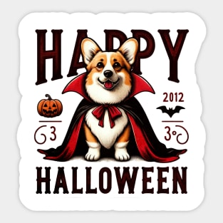 Vintage Corgi Dog Halloween Vampyre Sticker